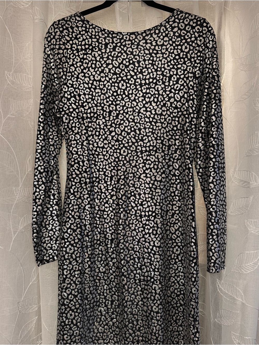 Michael Kors Silver & Black Metallic Leopard Cowl Back Dress - Picture 3 of 10